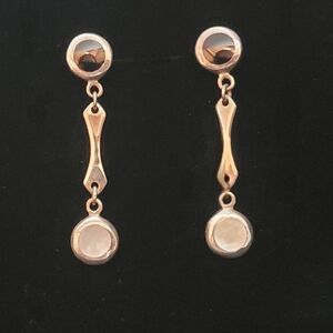 Art Deco Sterling Silver Black & White Inlaid Mother of Pearl Earrings